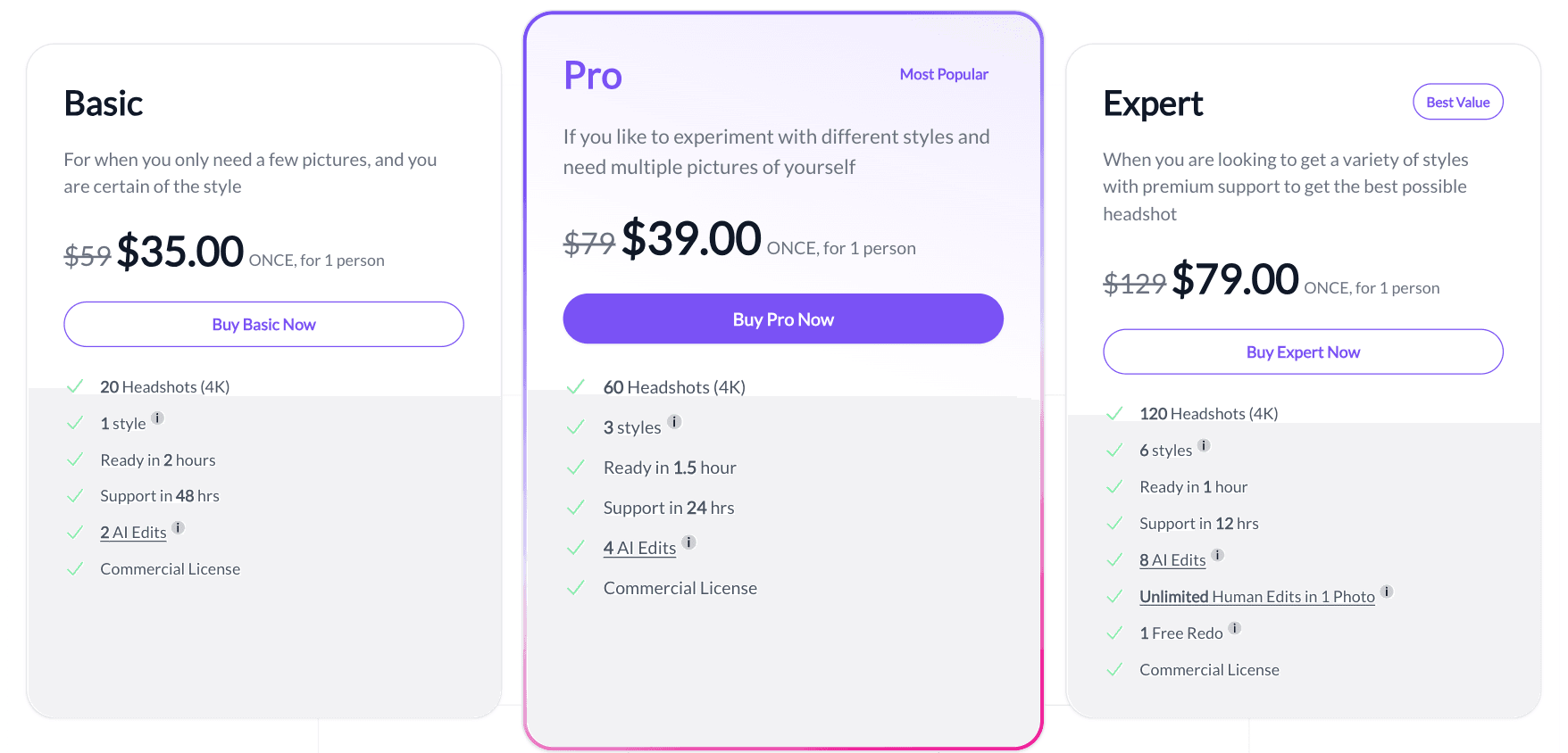 BetterPic pricing plans