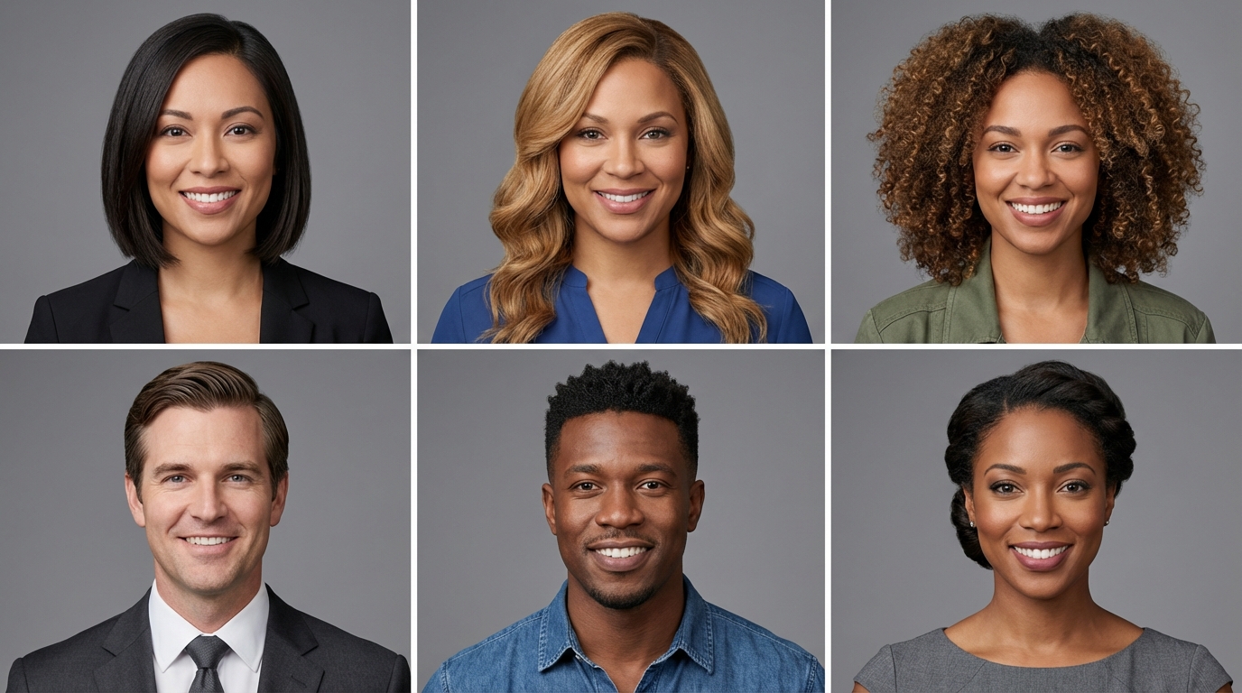 Professional hairstyle examples for headshot photography