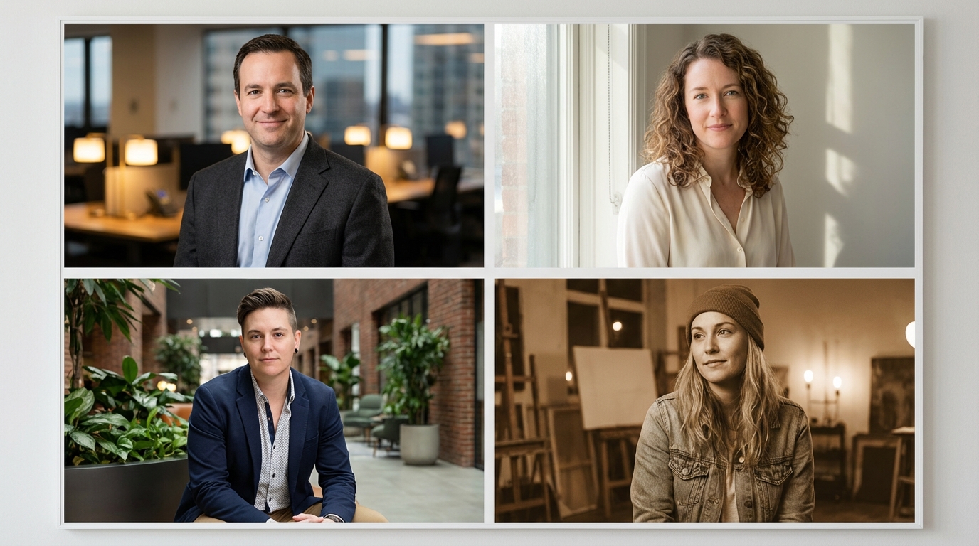 Beispiele für moderne Bewerbungsfotos in verschiedenen Stilen