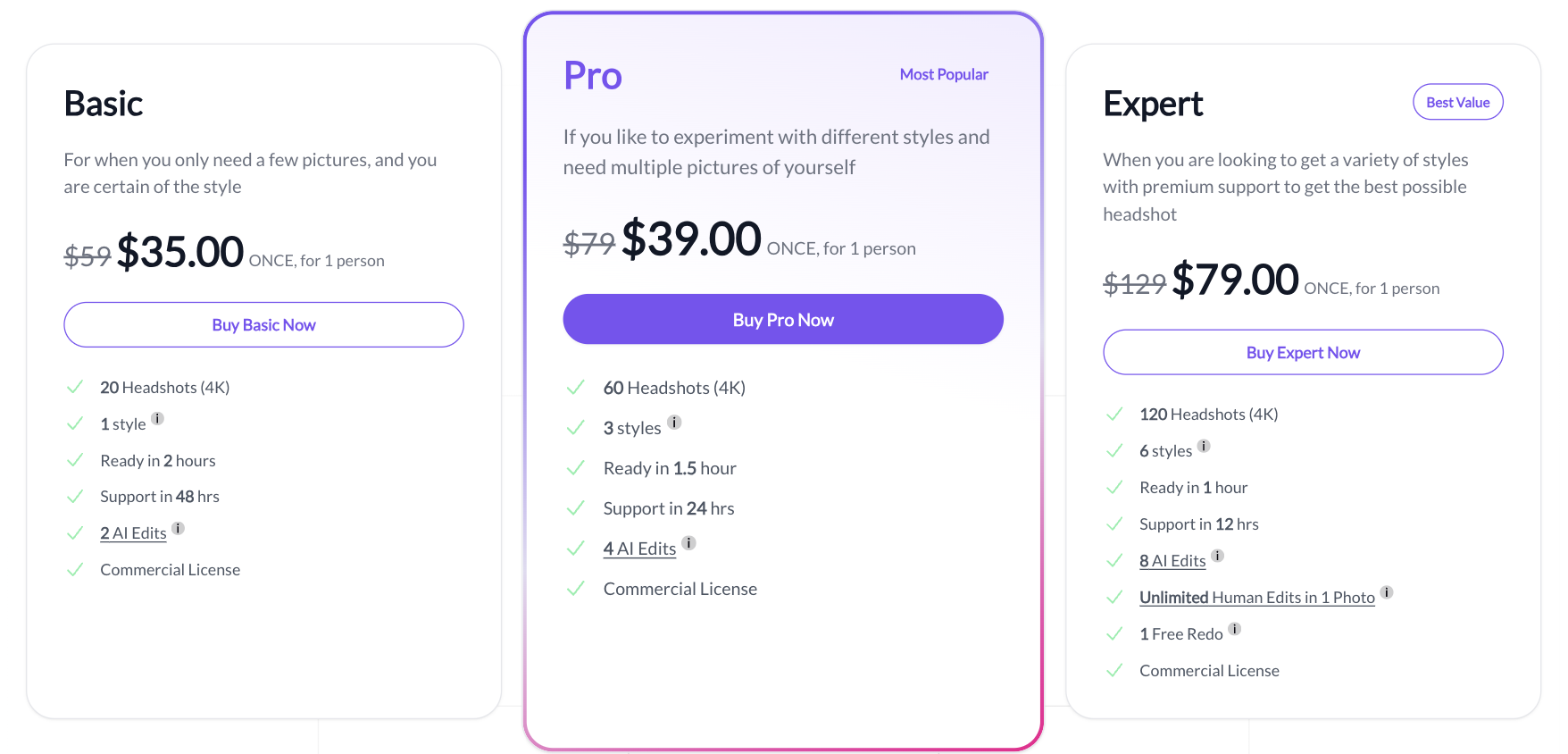 BetterPic pricing plans