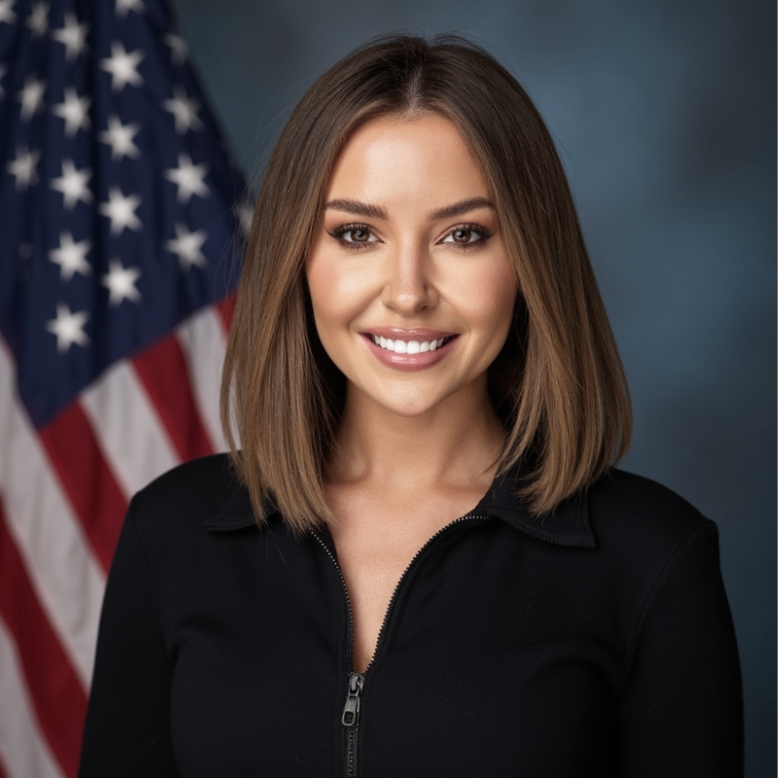 ai generated images of real people with american flag background