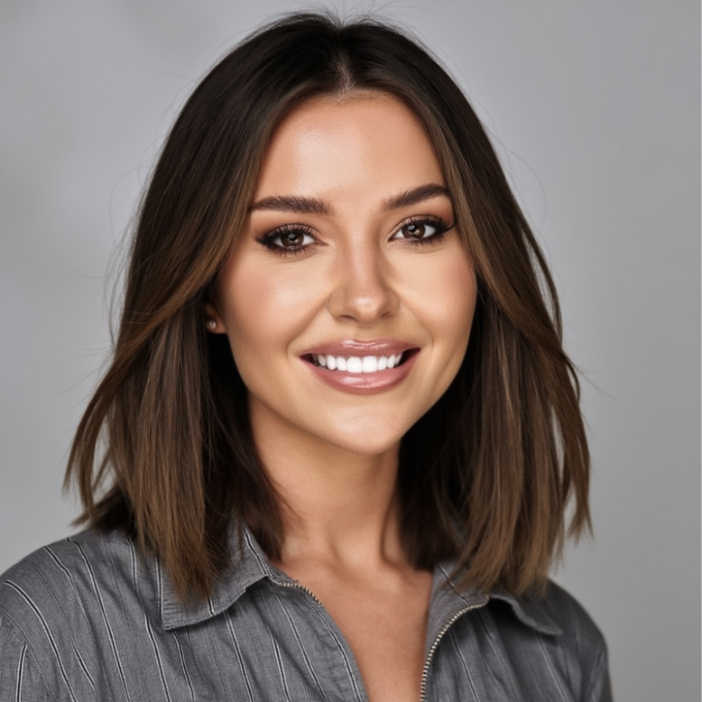 ai headshot of female with grey background