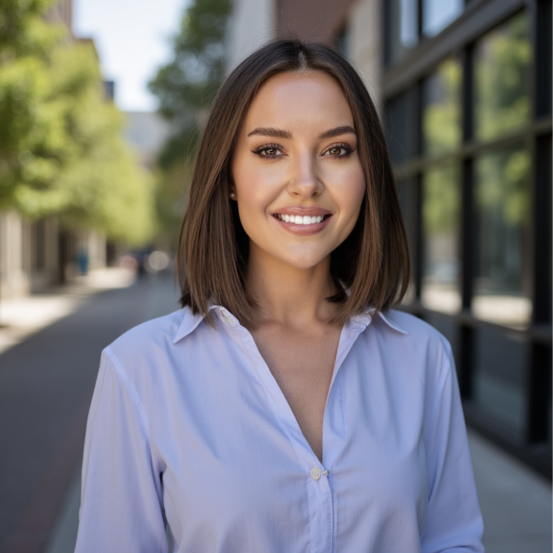 ai headshot of female with outdoor background